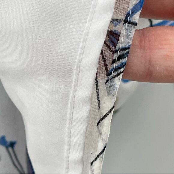 NWOT Halogen Floral Ruffle Smocked Tie Front Long Sleeve Cottagecore Blouse L - Picture 8 of 13